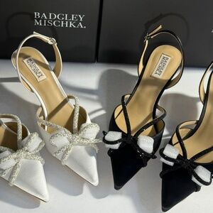 Badgley Mischka Women's Angelina Heels Satin Rhinestone Sandals PICK COLOR SIZE